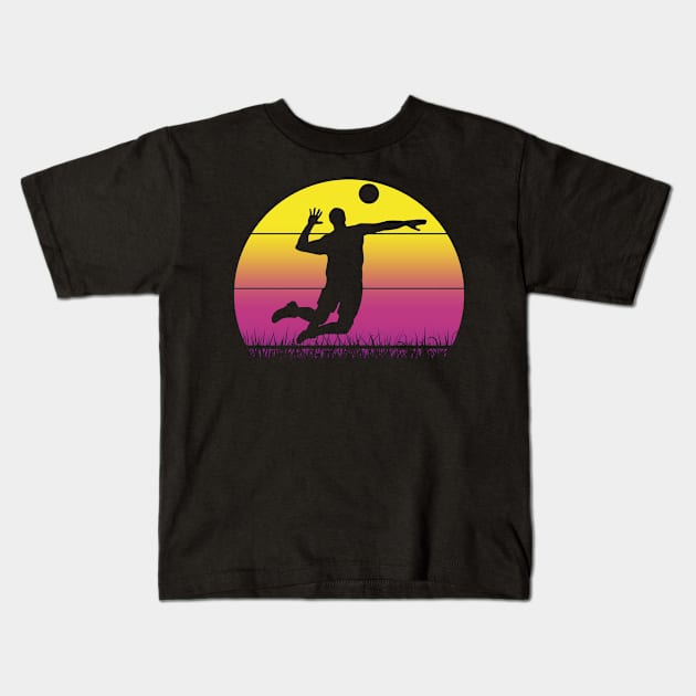 Travel back in time with beach volleyball - Retro Sunsets shirt featuring a player! Kids T-Shirt by Gomqes